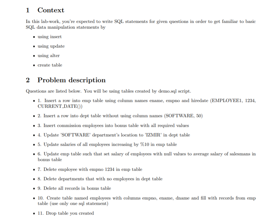 Solved DEMO SQL SCRIPT GIVEN BELOW DROP TABLE IF EXISTS | Chegg.com