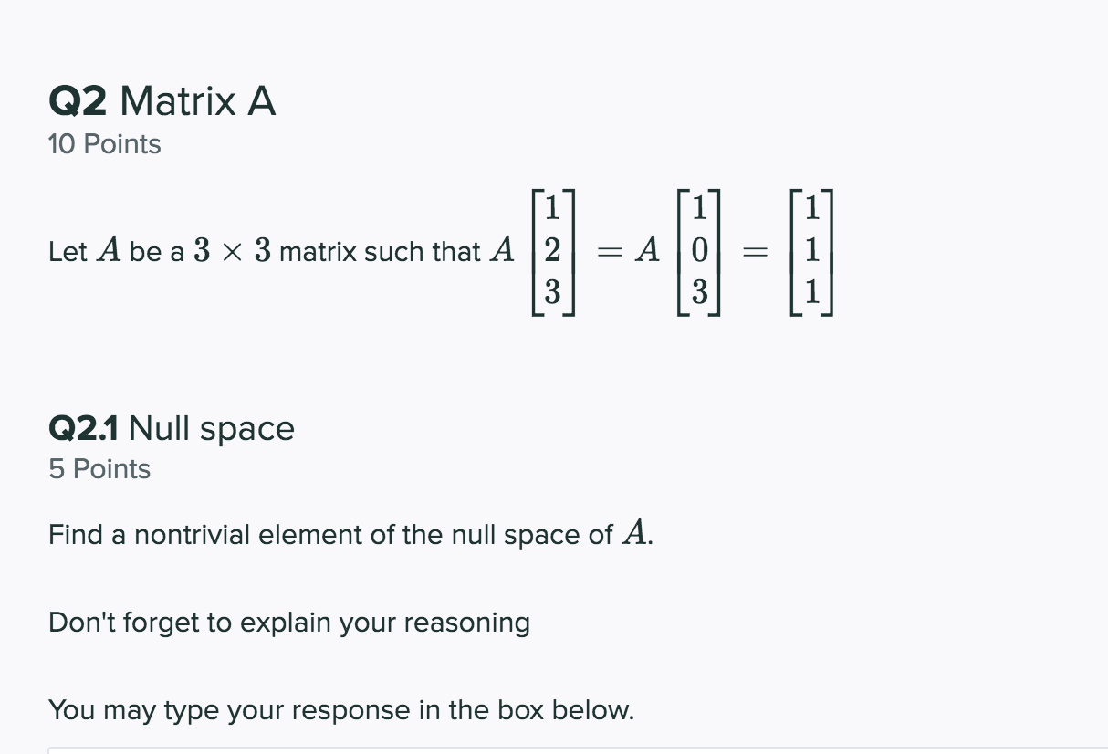 Solved Q2 Matrix A 10 Points 1 Let A be a 3 x 3 matrix such | Chegg.com