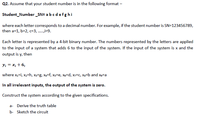 Solved Q1. Assume that your student number is in the