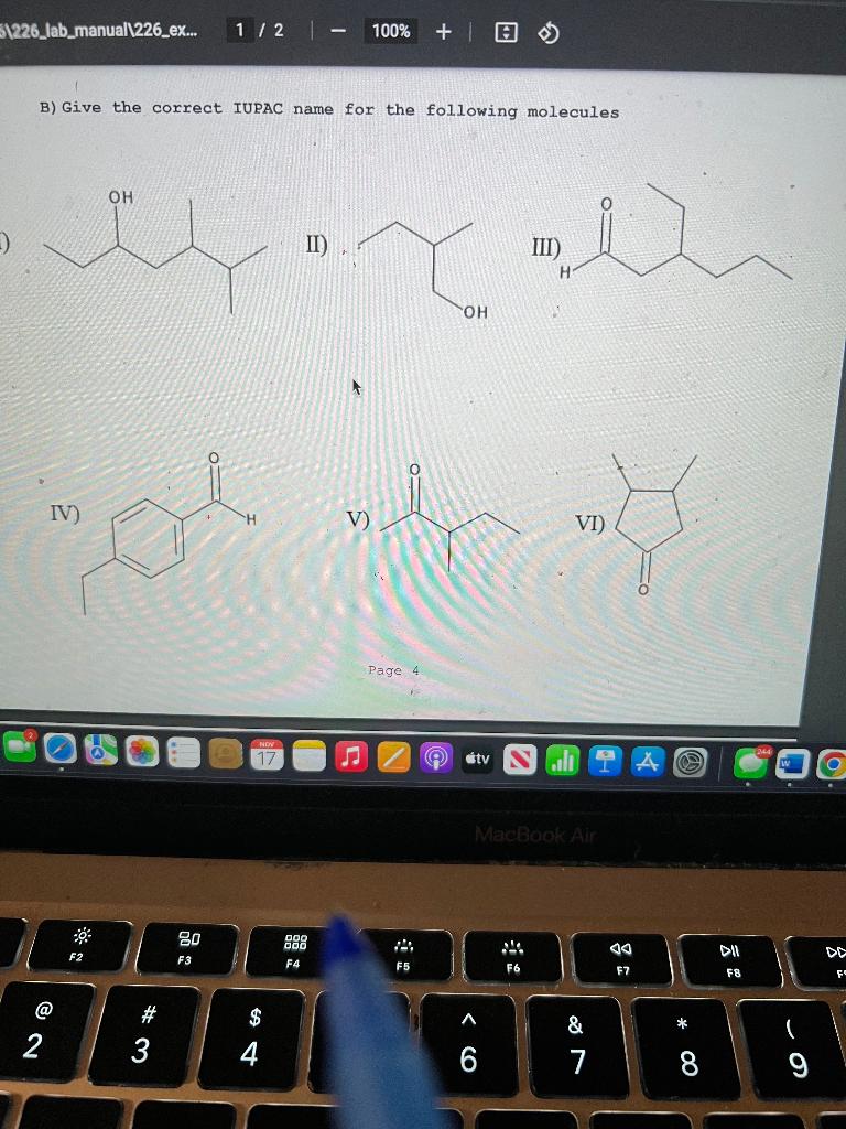 Solved B) Give The Correct IUPAC Name For The Following | Chegg.com