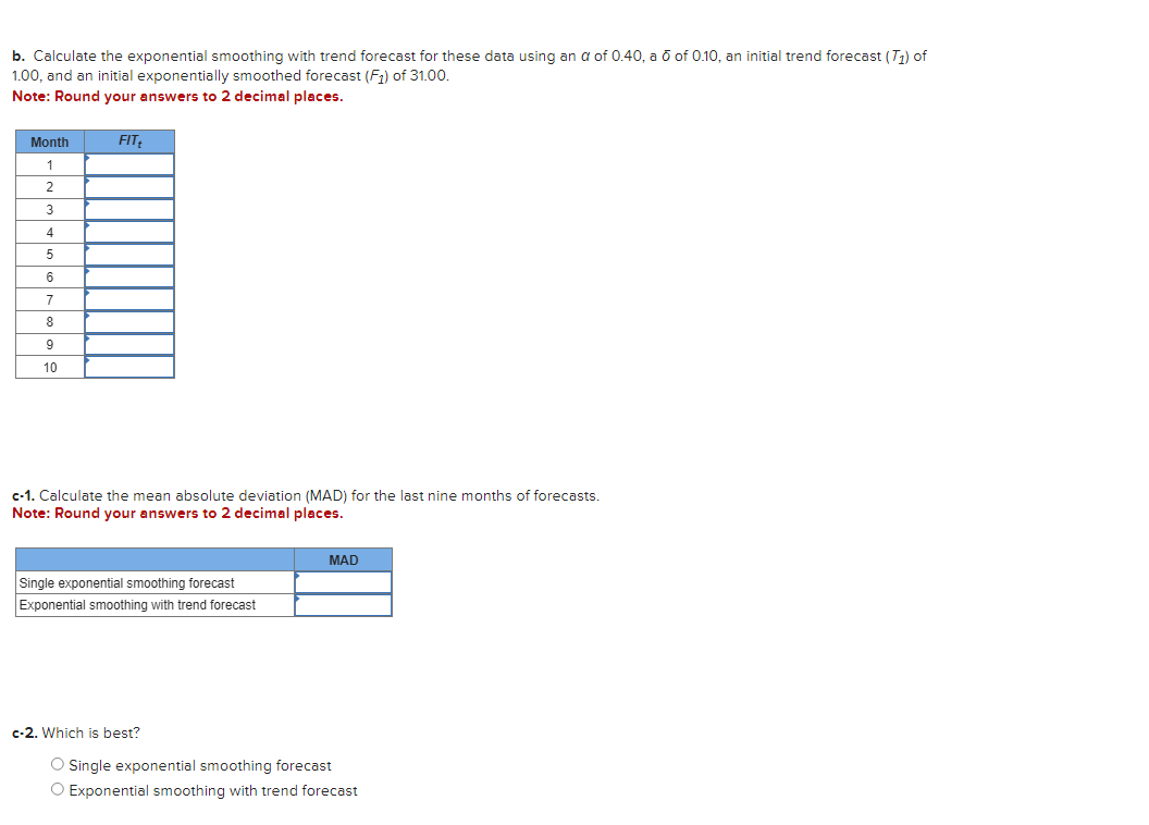 Solved a. Calculate the single exponential smoothing