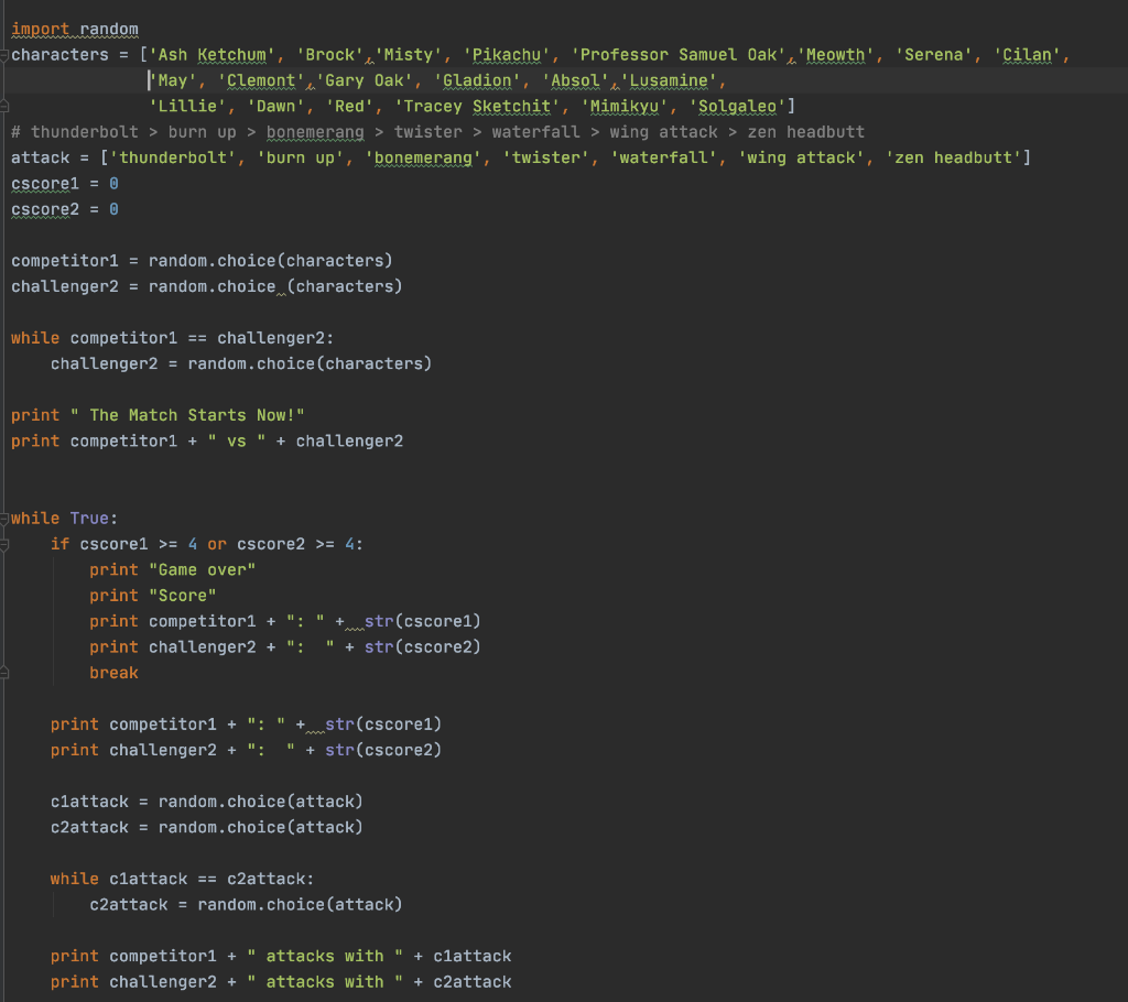 Using the script we started in lecture (Pokemon.py) | Chegg.com