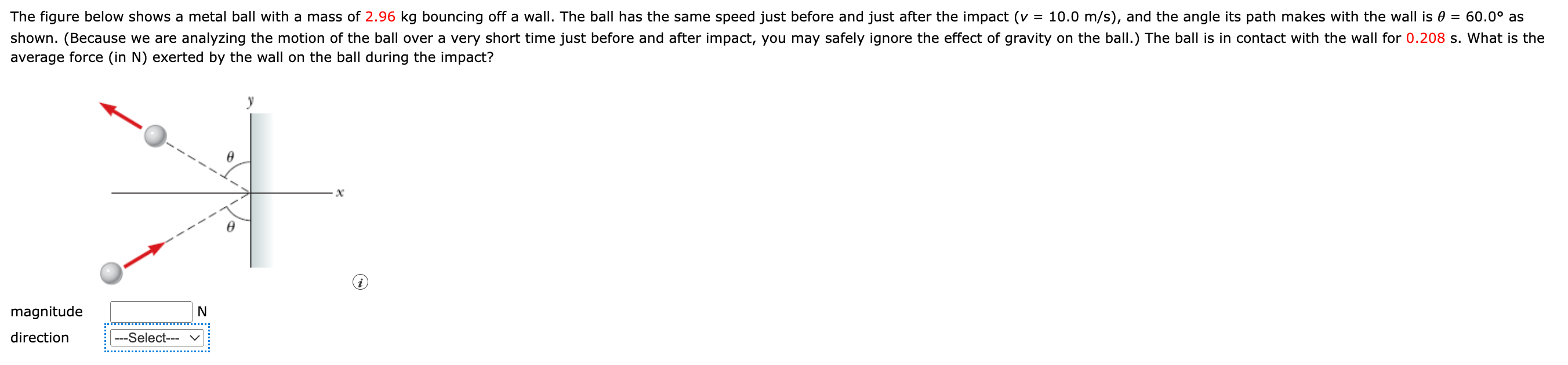 Solved Average Force (in N ) Exerted By The Wall On The Ball | Chegg.com