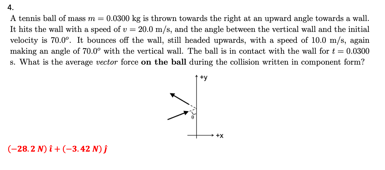 Solved 4. A tennis ball of mass m = 0.0300 kg is thrown
