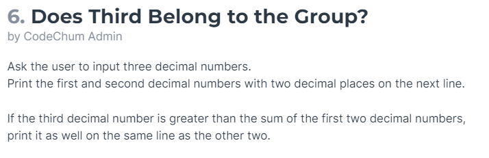 Solved 6. Does Third Belong to the Group? by CodeChum Admin | Chegg.com