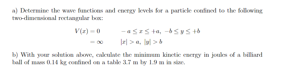 Solved a) Determine the wave functions and energy levels for | Chegg.com