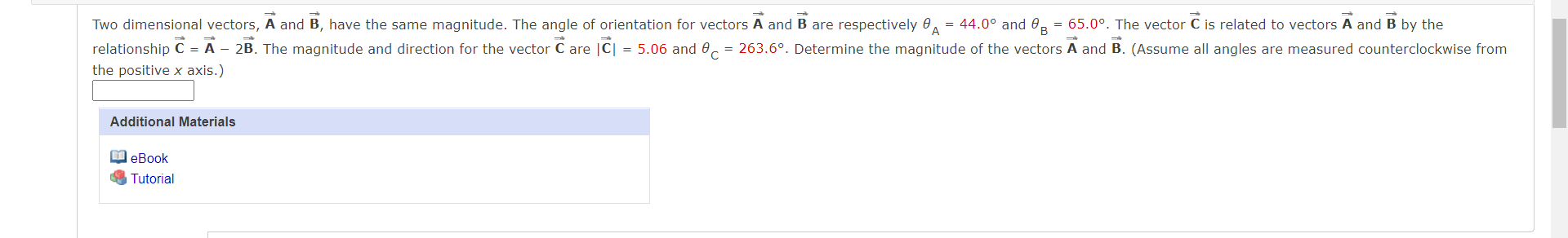 Solved Two Dimensional Vectors, A And B, Have The Same | Chegg.com