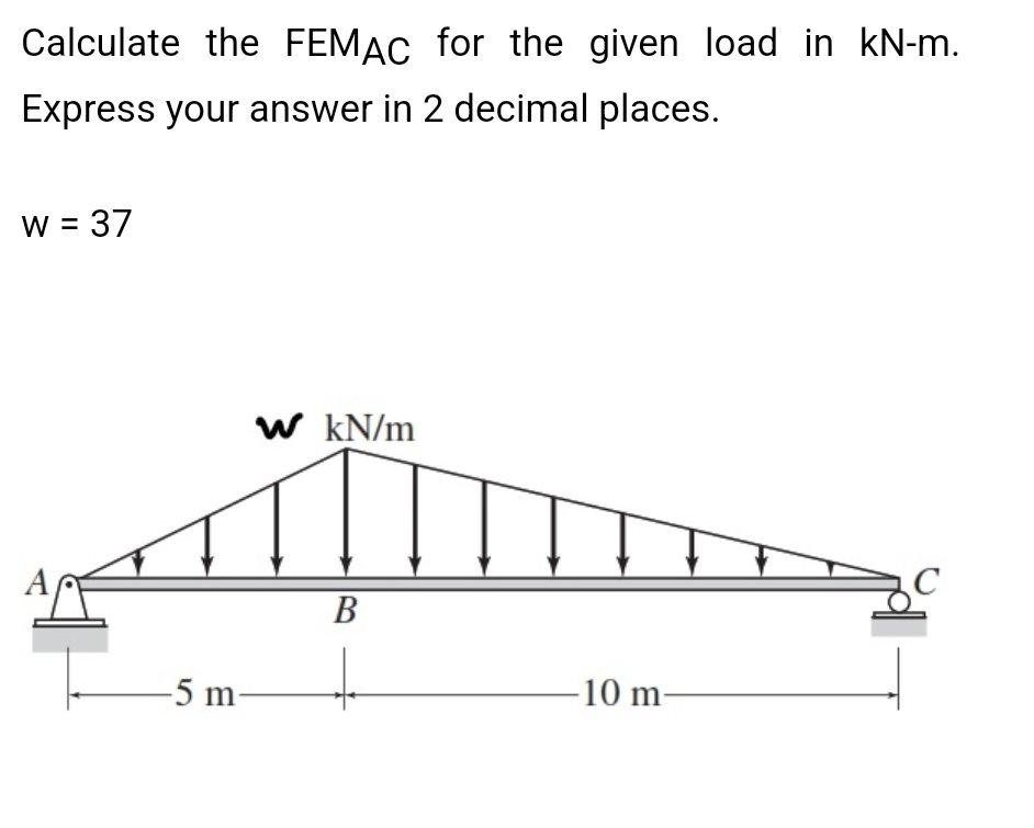 Solved Calculate the FEMAC for the given load in kN-m. | Chegg.com