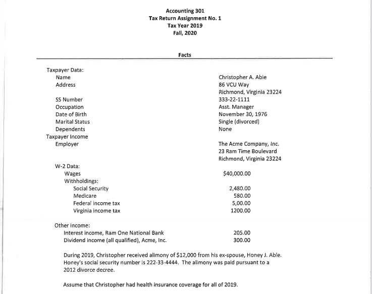 income tax return assignment