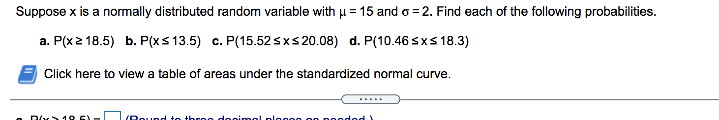 Solved Suppose x is a normally distributed random variable | Chegg.com