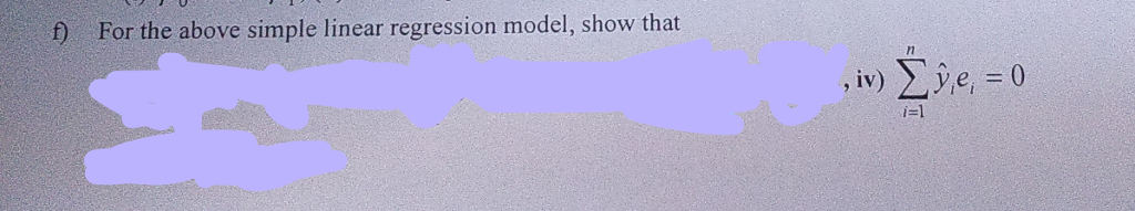 Solved For the above simple linear regression model, show | Chegg.com