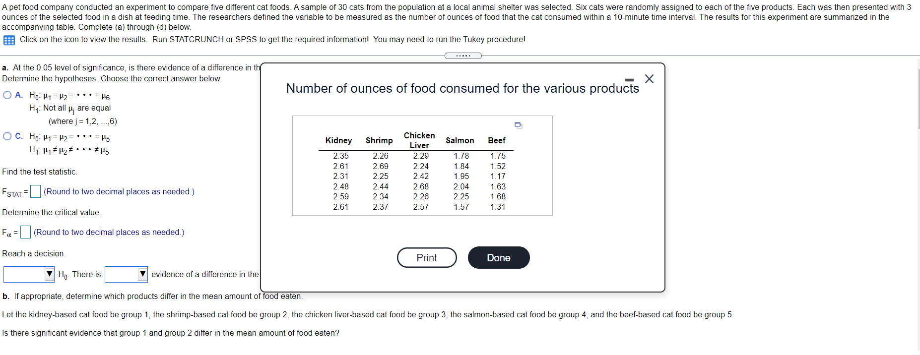 Solved A pet food company conducted an experiment to compare