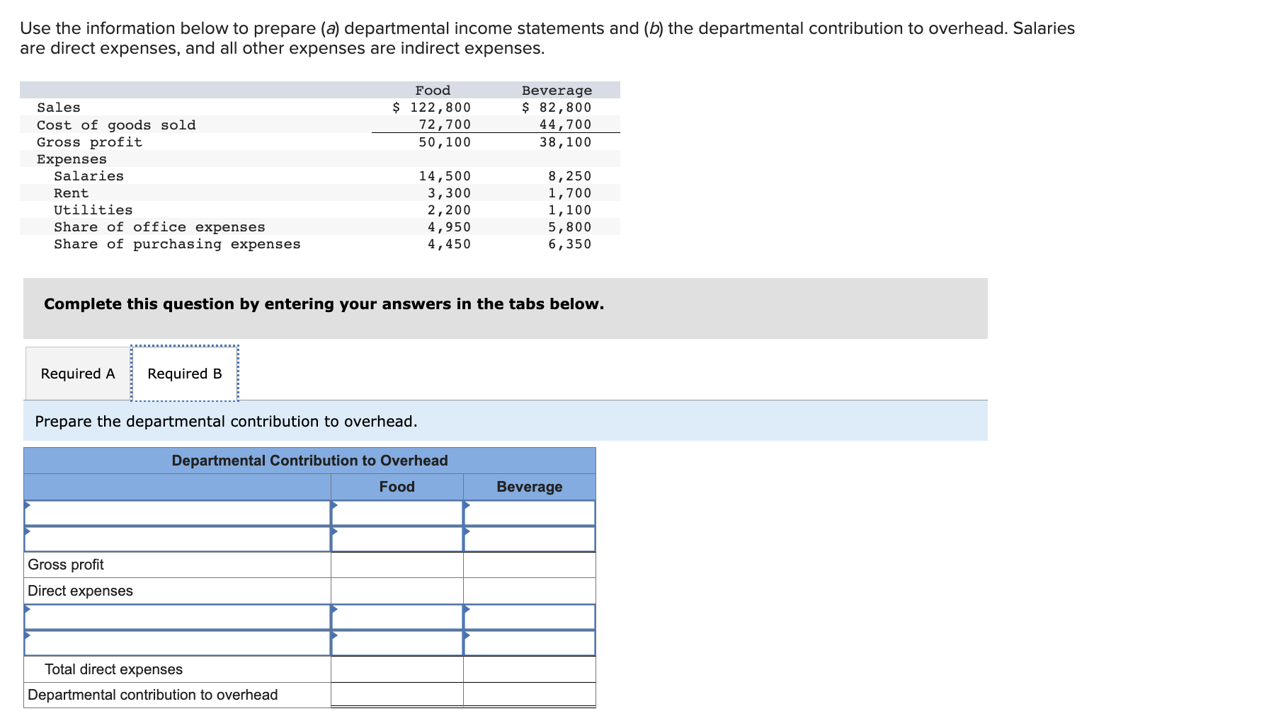 Solved Use the information below to prepare (a) departmental | Chegg.com