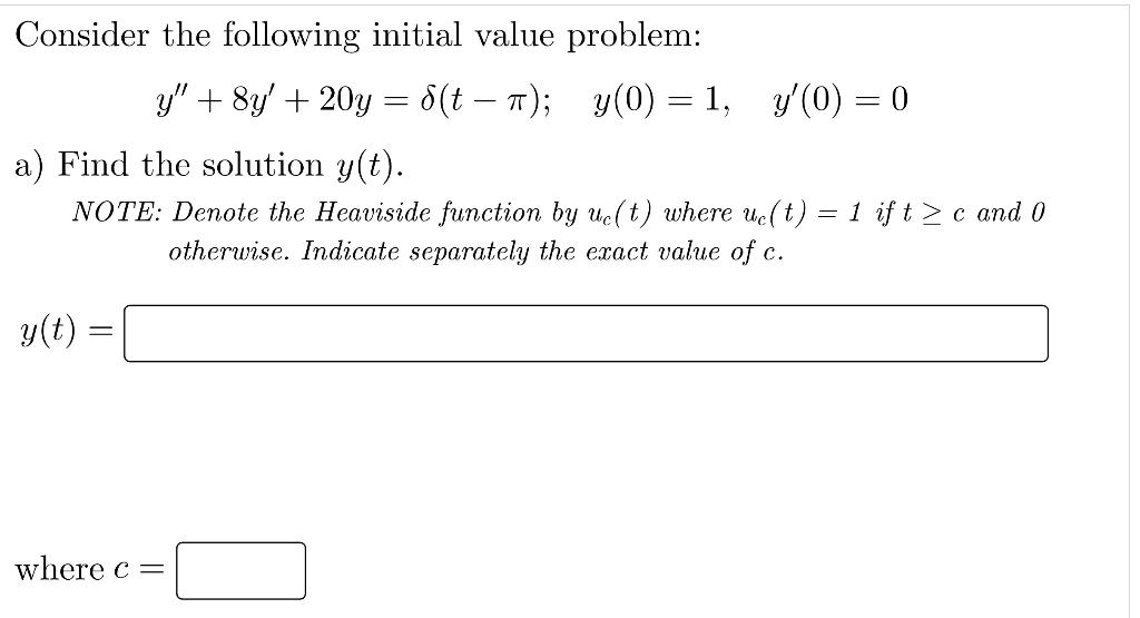 Solved Consider The Following Initial Value Problem Chegg Com