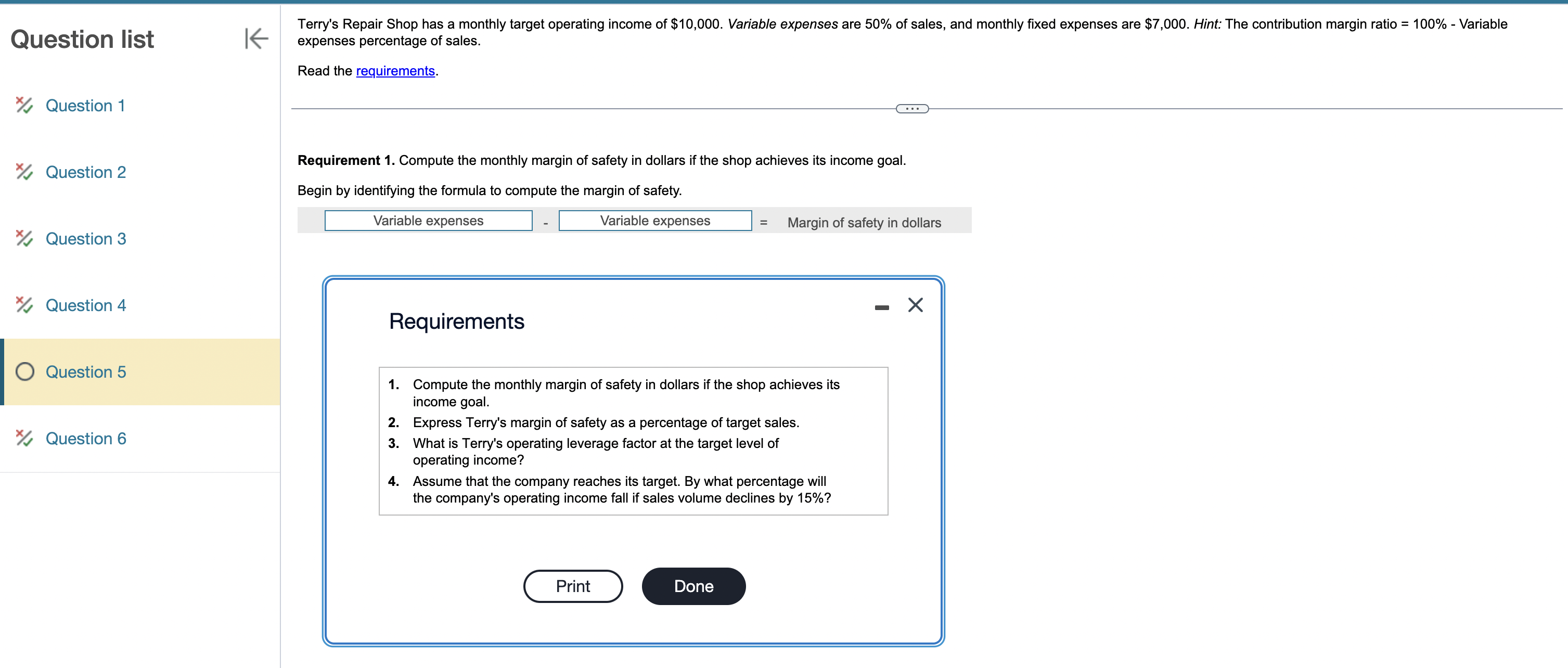 Solved expenses percentage of sales. Read the Requirement 1. | Chegg.com