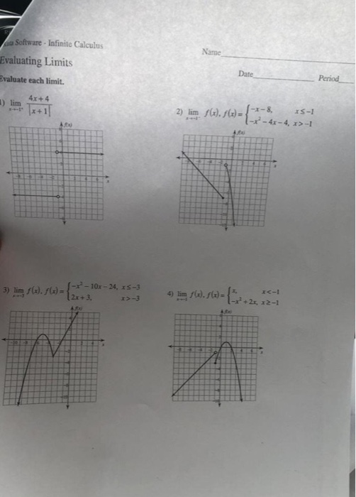 Solved SoftwareInfinite Calculus Evaluating Limits valuate