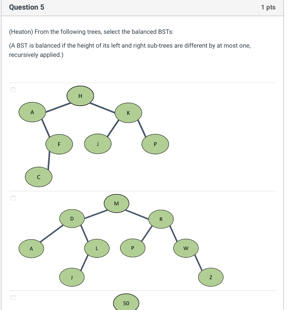 Solved (Heaton) From the following trees, select the | Chegg.com