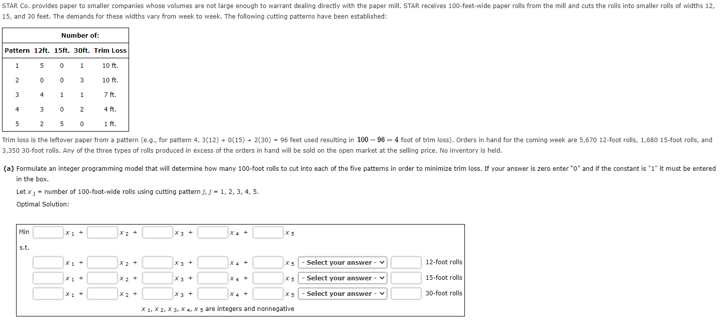 Solved 3,350 30-foot rolls. Any of the three types of rolls | Chegg.com