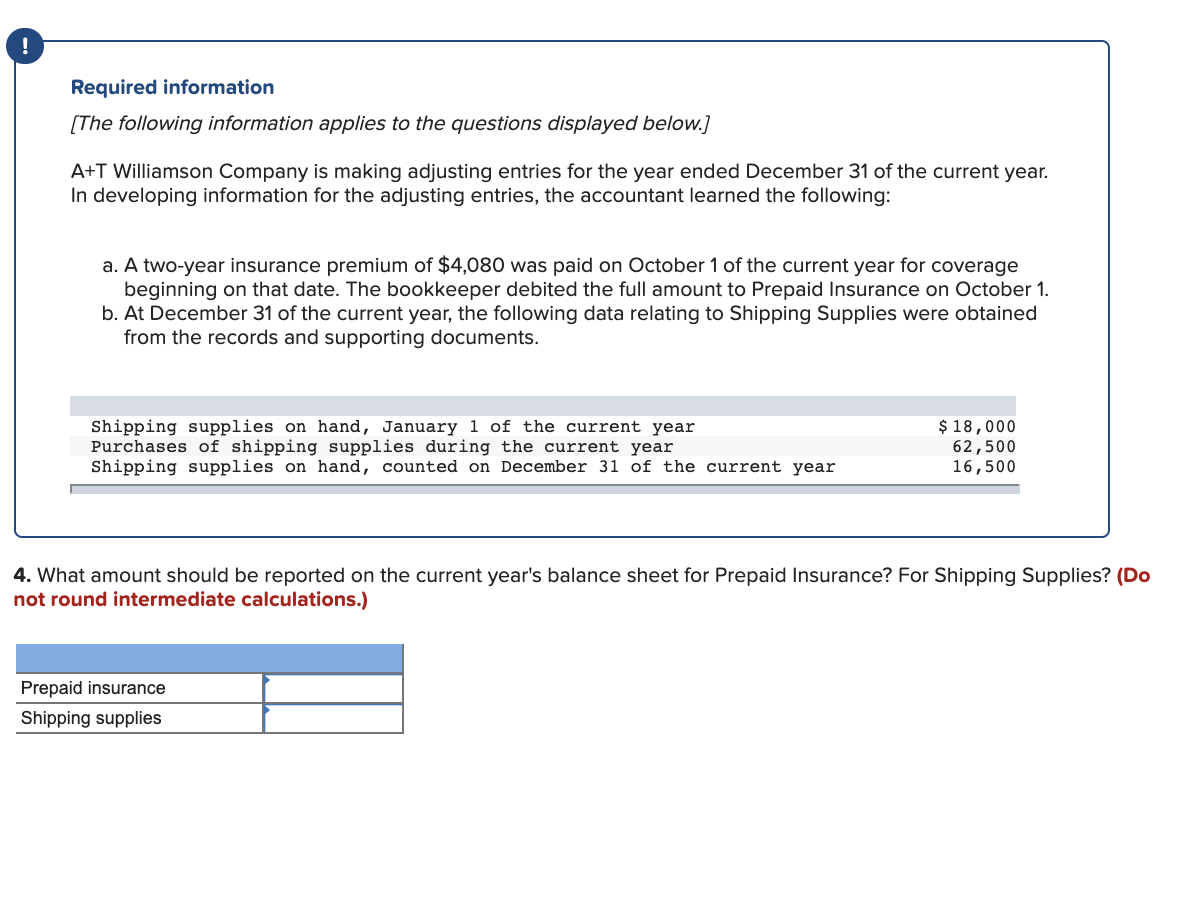 Solved Required information [The following information