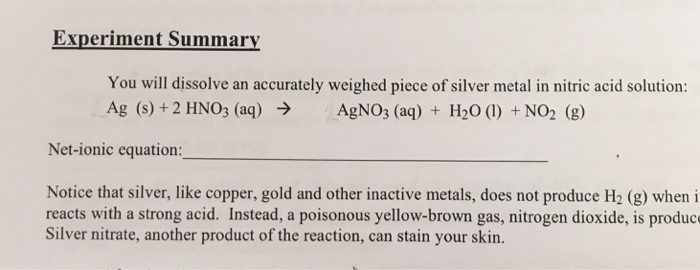 Solved You will dissolve an accurately weighed piece of | Chegg.com