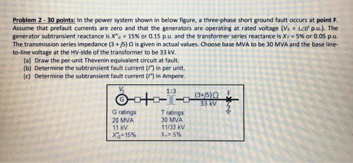 Solved Problem 2-30 points: In the power system shown in | Chegg.com