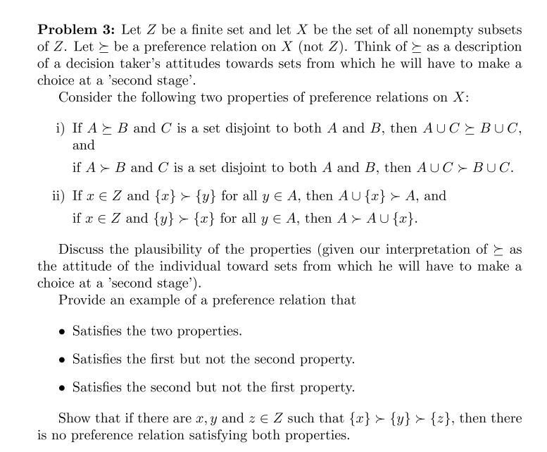 Solved Problem 3: Let Z Be A Finite Set And Let X Be The Set | Chegg.com