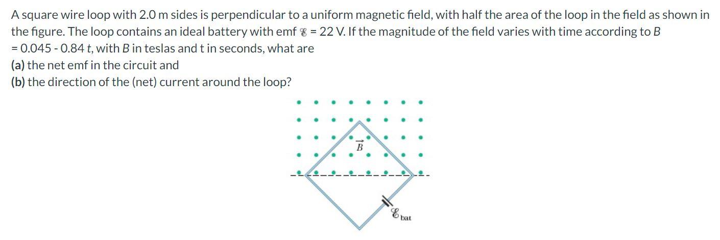 Solved A square wire loop with 2.0 m sides is perpendicular | Chegg.com