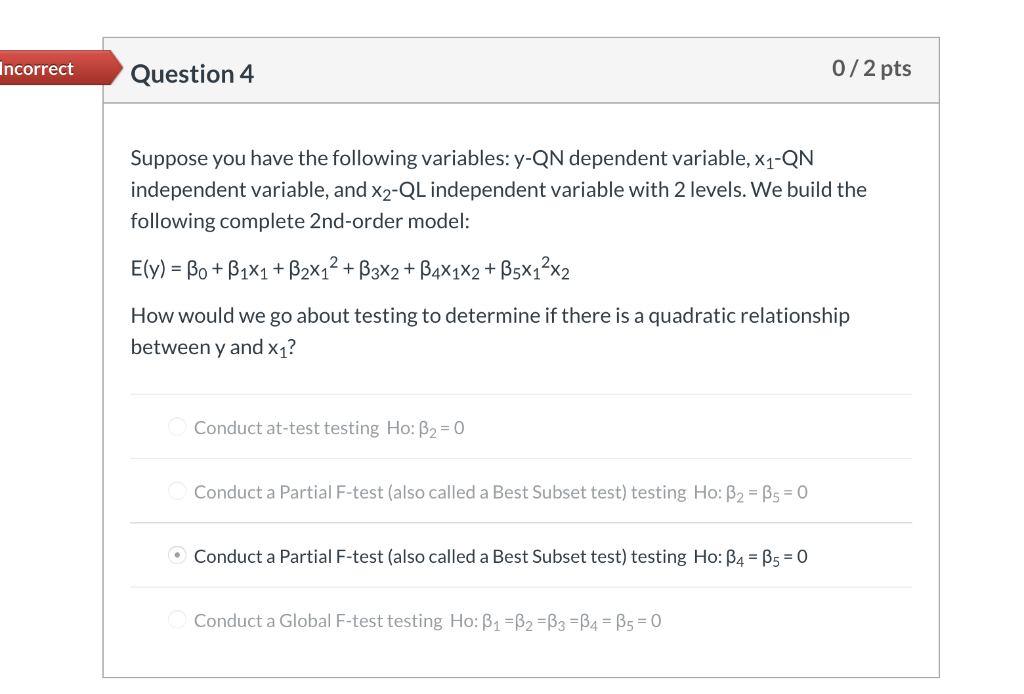 Solved 0/2 pts ncorrect Question 4 Suppose you have the | Chegg.com