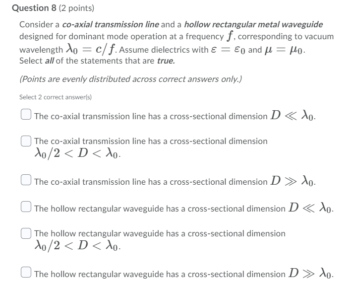 Solved Question 5 (1 point) A lossless transmission line can | Chegg.com