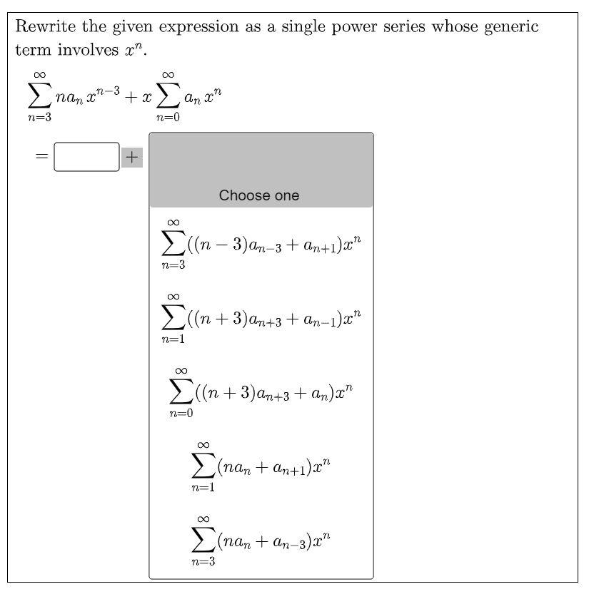 Solved Rewrite The Given Expression As A Single Power Series Chegg Com