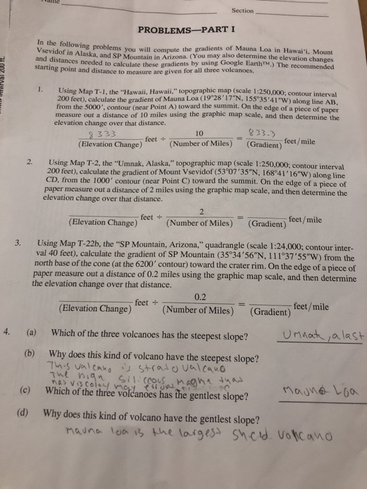 Solved Section PROBLEMSPART I the gradients of Mauna Loa in