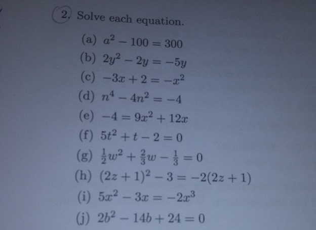 Solved 2 Solve Each Equation A 100 300 B 2y Chegg Com