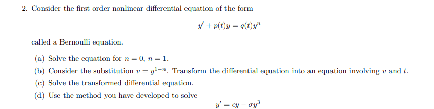 Solved 2. Consider the first order nonlinear differential | Chegg.com