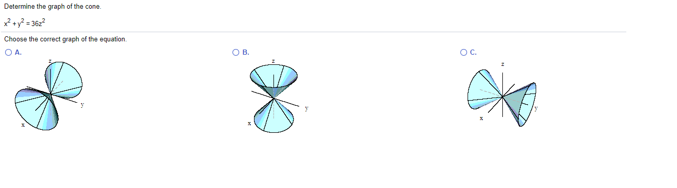 Solved Determine the graph of the cone. x² + y² = 362² | Chegg.com