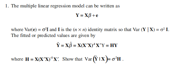Solved 1. The multiple linear regression model can be | Chegg.com