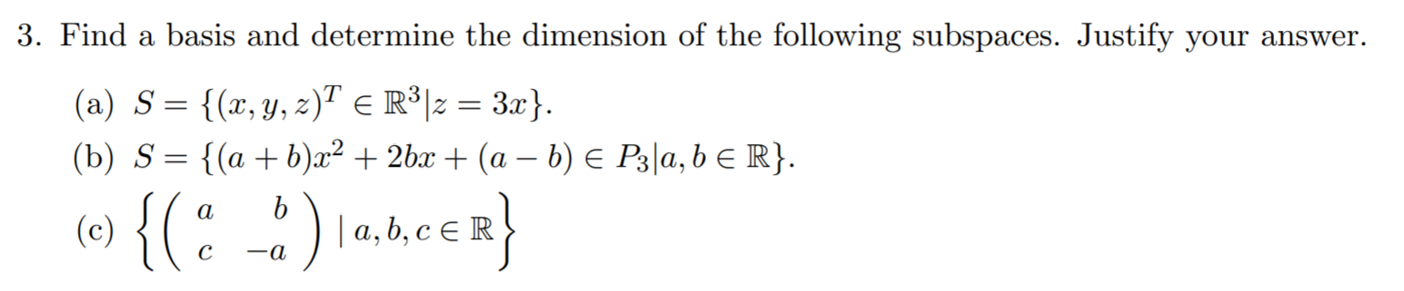 Solved 3. Find A Basis And Determine The Dimension Of The | Chegg.com