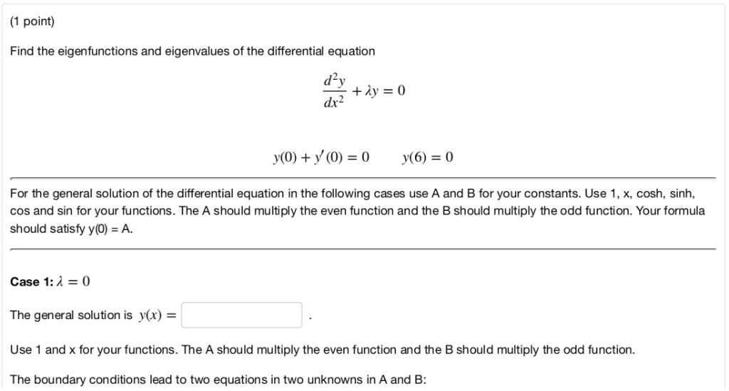 Solved (1 point) Find the eigenfunctions and eigenvalues of | Chegg.com