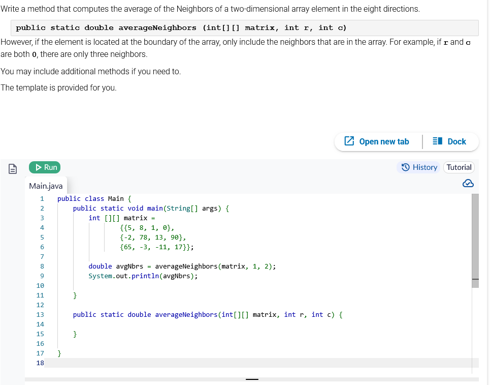 Write a method that computes the average of the | Chegg.com