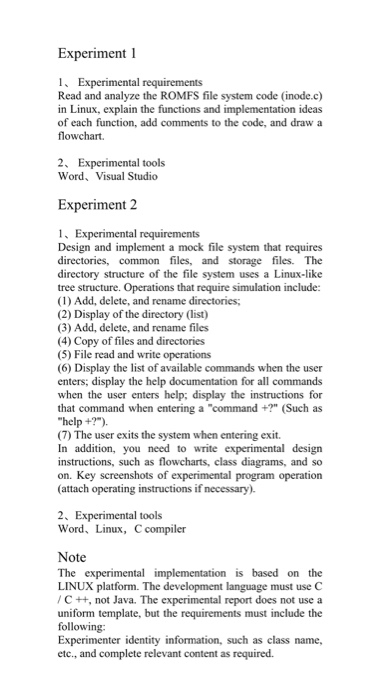 Experiment 1 1. Experimental requirements Read and analyze the ROMFS file system code (inode.c) in Linux, explain the functio