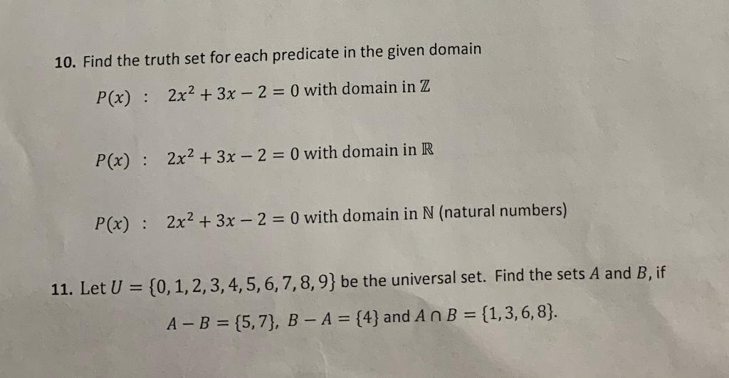 Solved 7. Define The Sets A And B A Set Of All Student Who | Chegg.com