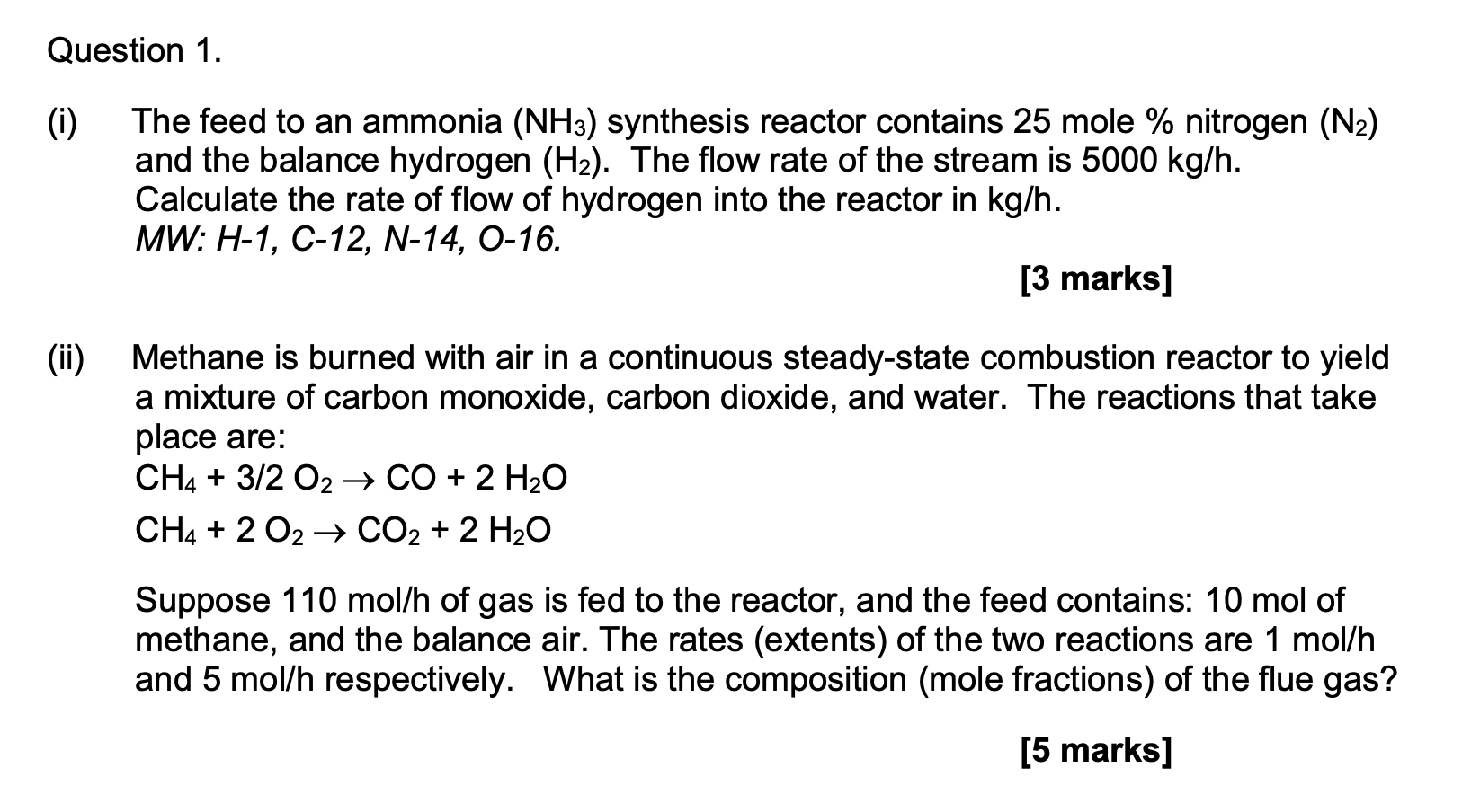 Solved Question 1. (0) The feed to an ammonia (NH3) | Chegg.com