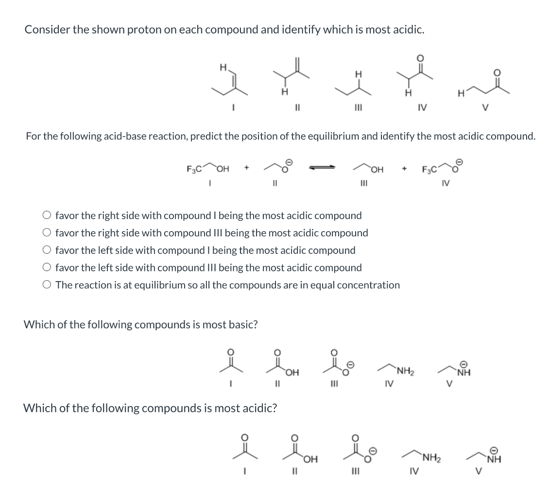 Solved Consider The Shown Proton On Each Compound And | Chegg.com