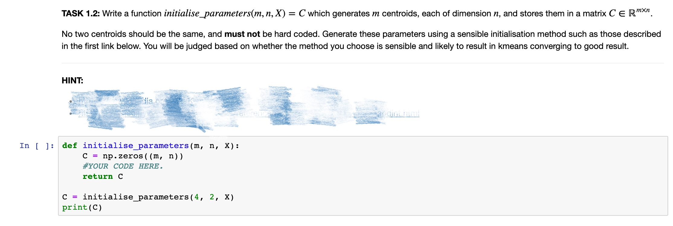 Solved TASK 1.2: Write a function initialise_parameters(m, | Chegg.com