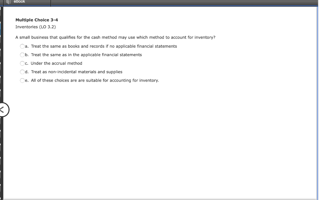 Solved eBook Multiple Choice 3-4 Inventories (LO 3.2) A | Chegg.com