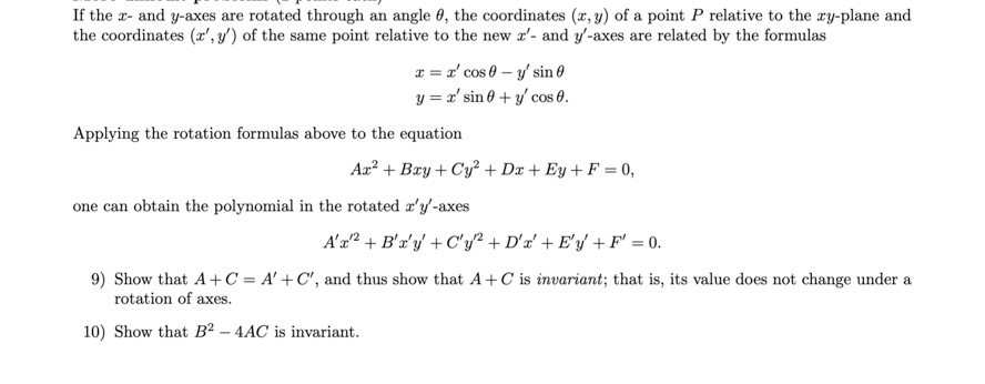 Solved If the c- and y-axes are rotated through an angle 0, | Chegg.com