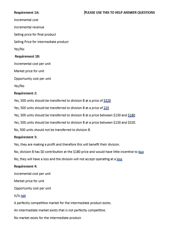 Solved Requirements Data table 1. Should transfers be made | Chegg.com