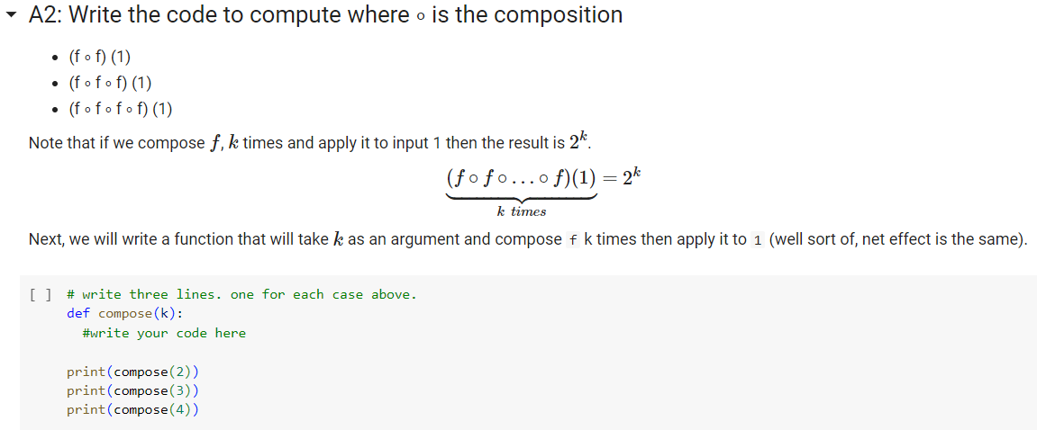 Solved A2: Write the code to compute where ∘ is the | Chegg.com