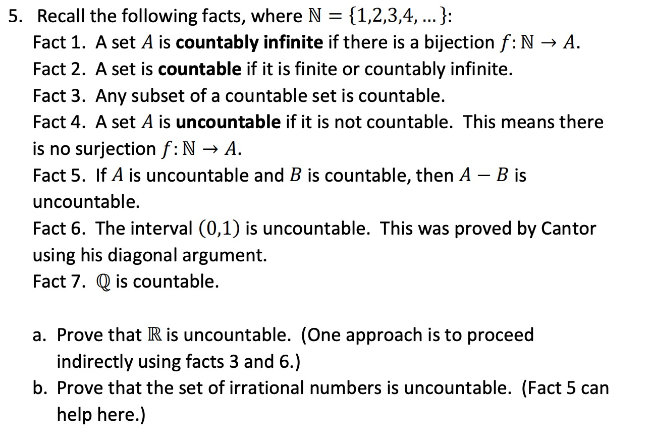 Solved 5 Recall The Following Facts Where N 1 2 3 4 Chegg Com