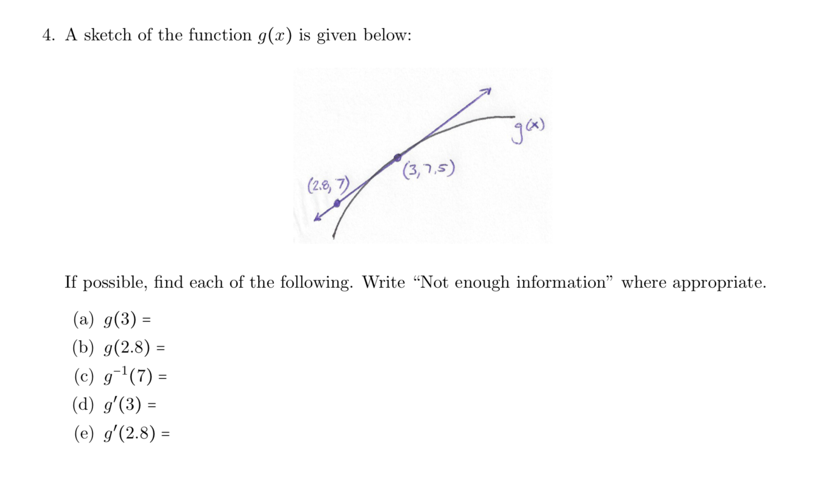 Solved 4 A Sketch Of The Function G X Is Given Below Chegg Com