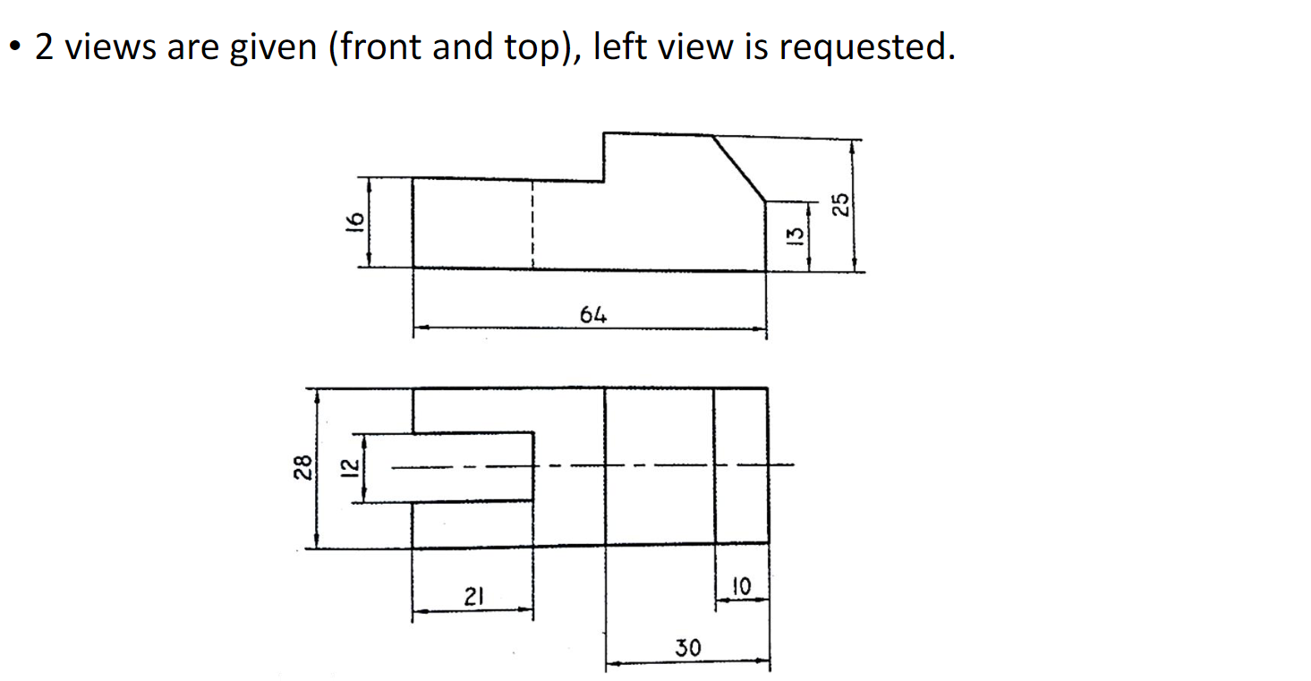 Solved - 2 views are given (front and top), left view is | Chegg.com